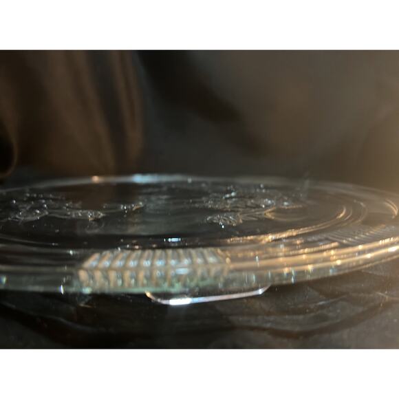 Vintage Depression Glass Crystal Sharon Cake Plate - Picture 2 of 2